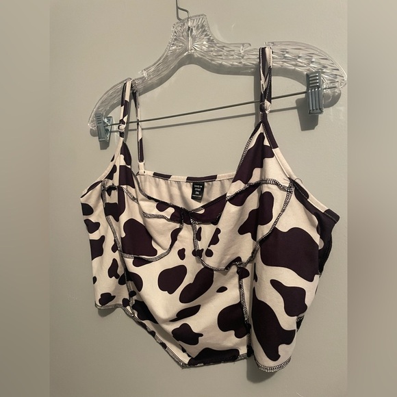 Cow Print Women’s Cami Crop Top Size 3XL Contrast Stitch Corset Soft Approx XL - Picture 6 of 16